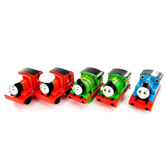 Other - Thomas & Friends Pullback Train Cars Lot Of 5 Tomy & Mattel 2004 2009 2015 Works